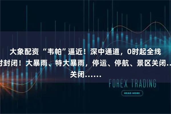 大象配资 “韦帕”逼近！深中通道，0时起全线临时封闭！大暴雨、特大暴雨，停运、停航、景区关闭……